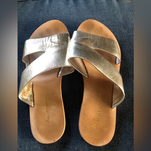 Anthropologie Classic Metallic Slide Sandals size 7 - Picture 4 of 8